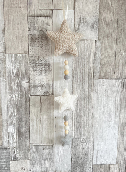 Bouclé Stars Hanging Decoration - 3 Stars