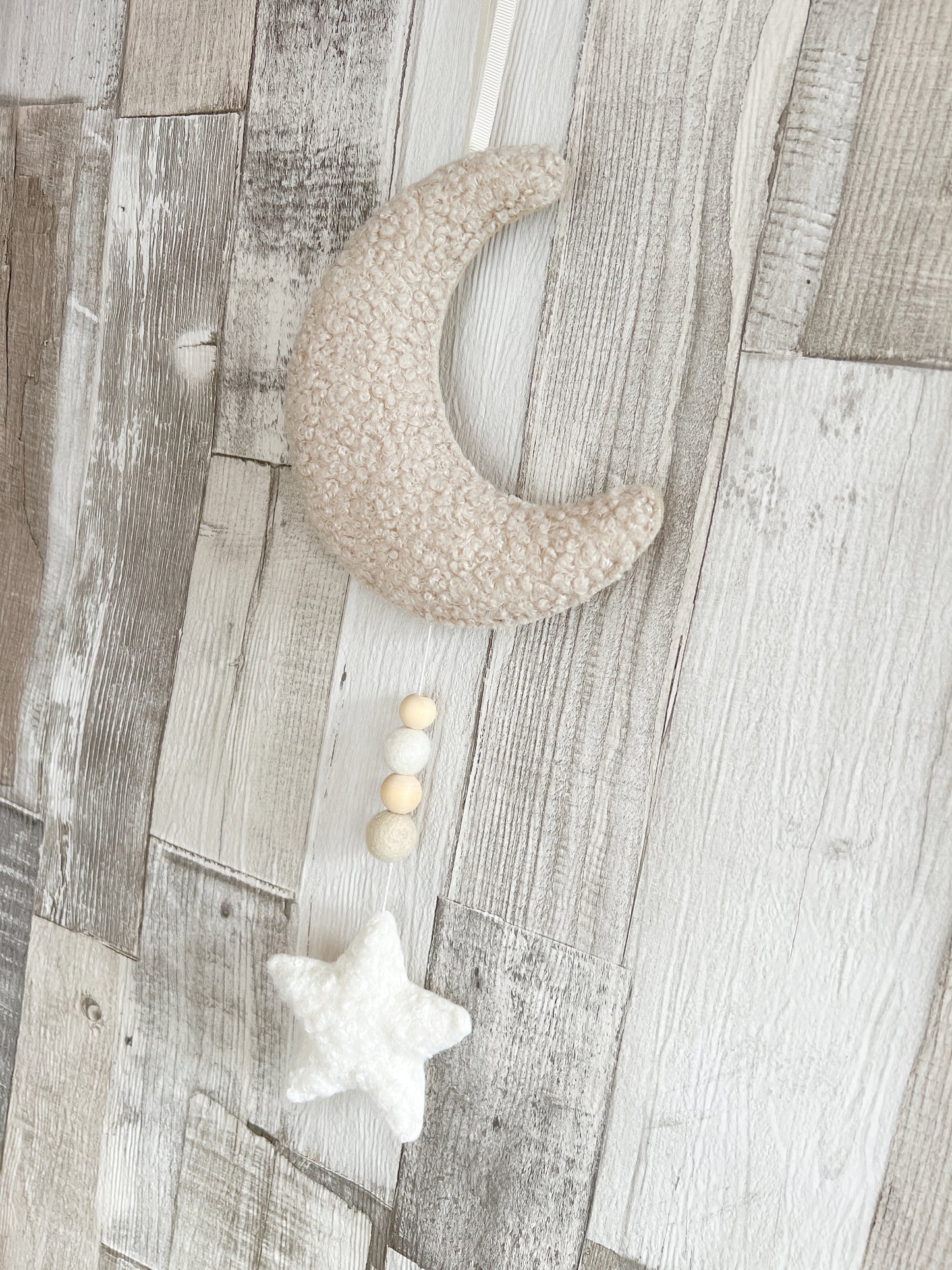 Mini Bouclé Moon & Star Hanging Decoration