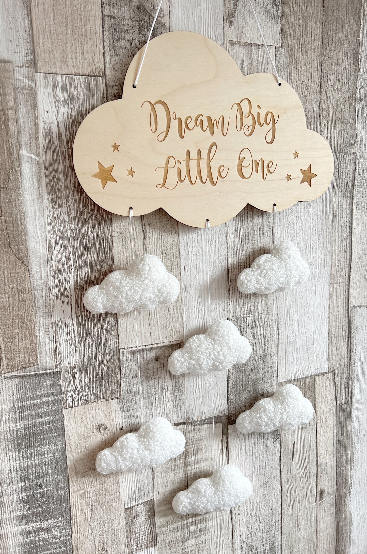 Dream Big Little One Cloud Wall Mobile - Bouclé Clouds