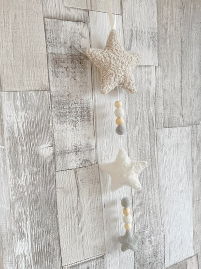 Bouclé Stars Hanging Decoration - 3 Stars