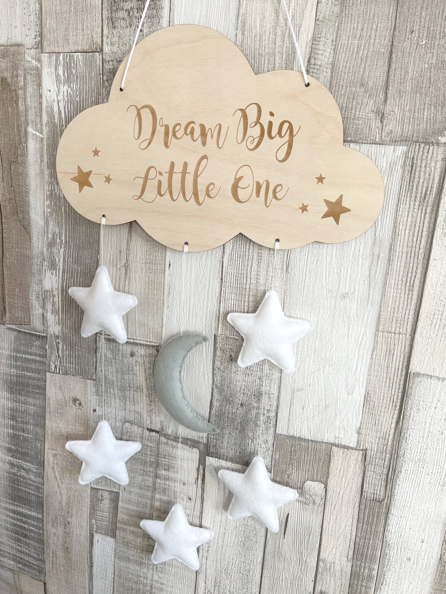 Dream Big Little One Cloud Wall Mobile - Moon & Stars