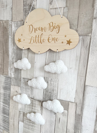 Dream Big Little One Cloud Wall Mobile - Bouclé Clouds