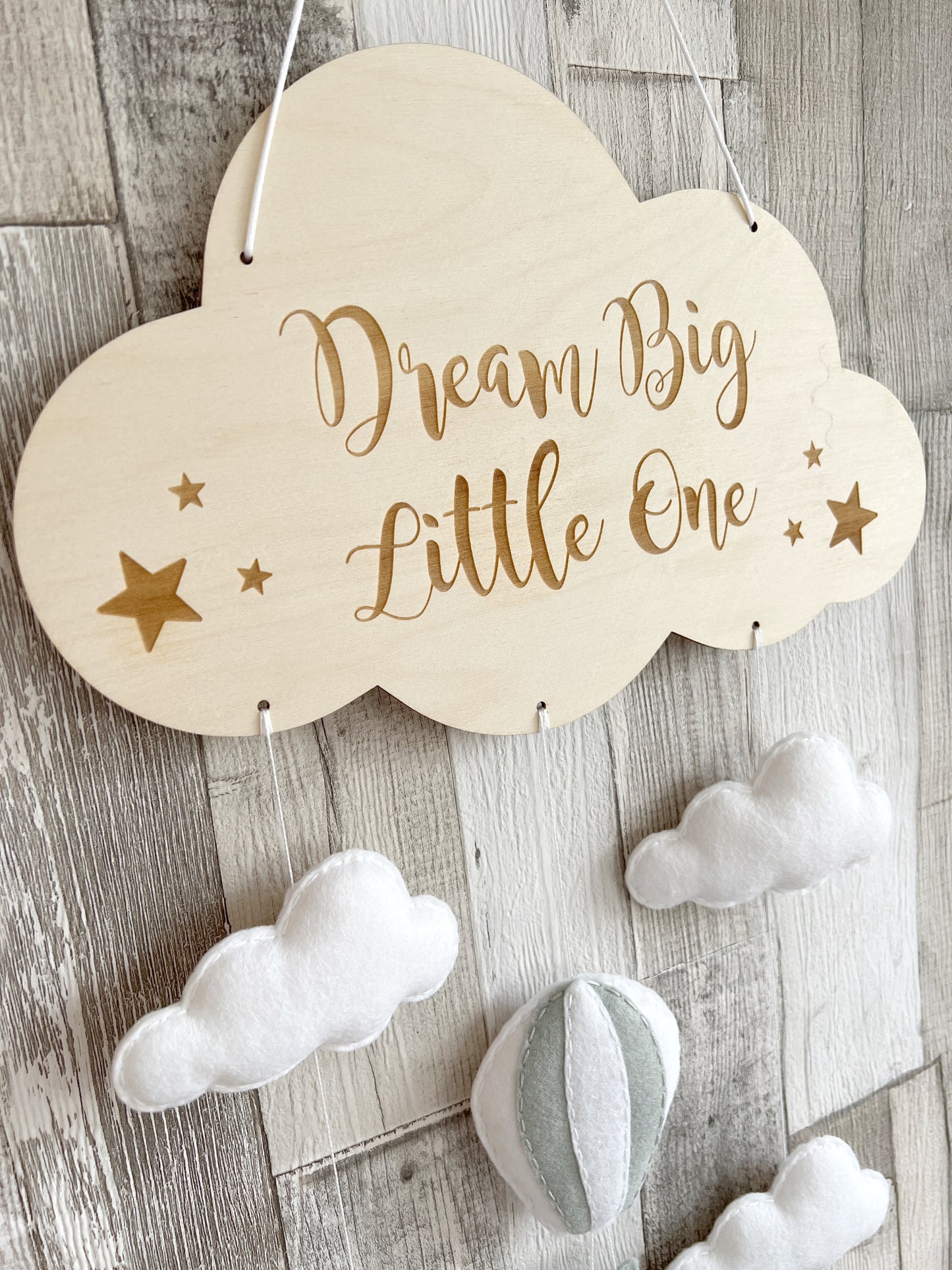 Dream Big Little One Cloud Wall Mobile - Hot Air Balloon & Clouds