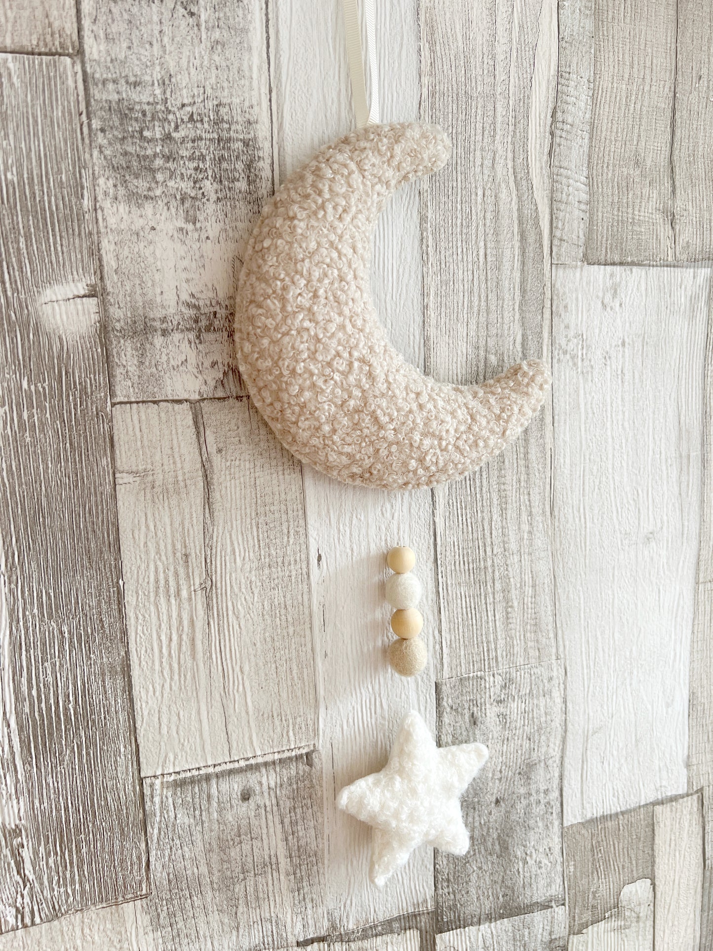 Mini Bouclé Moon & Star Hanging Decoration