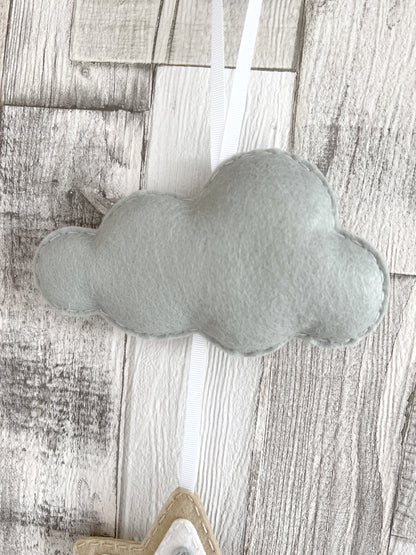 Layered Star & Cloud Wall Hanger - Beige, Cream & Grey