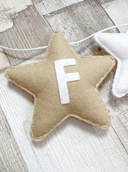 Beige & White Personalised Stars Bunting