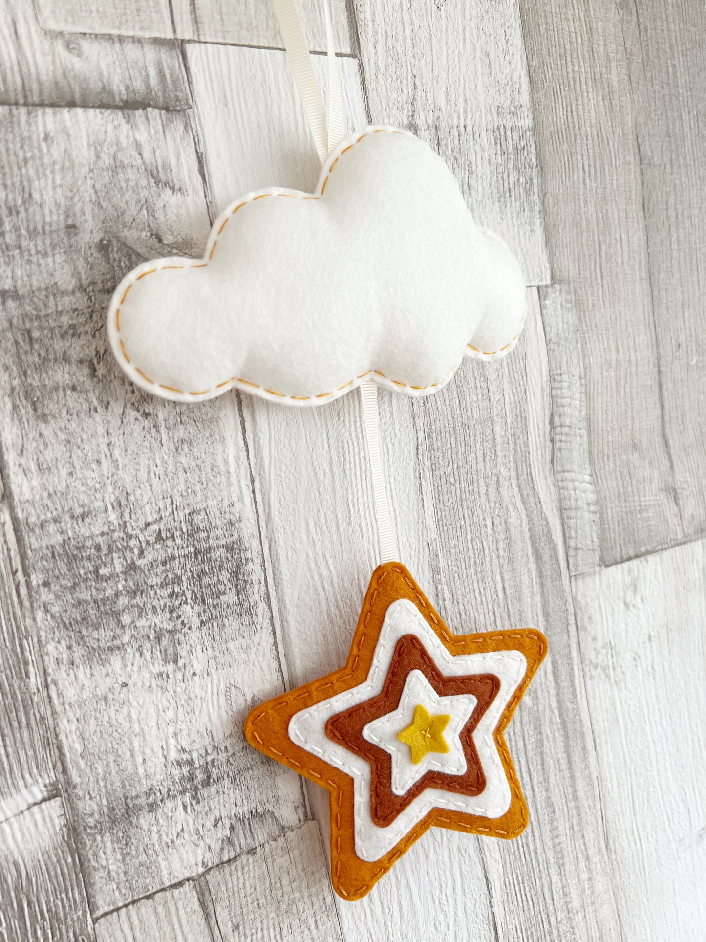 Layered Star & Cloud Wall Hanger - Rustic Tones