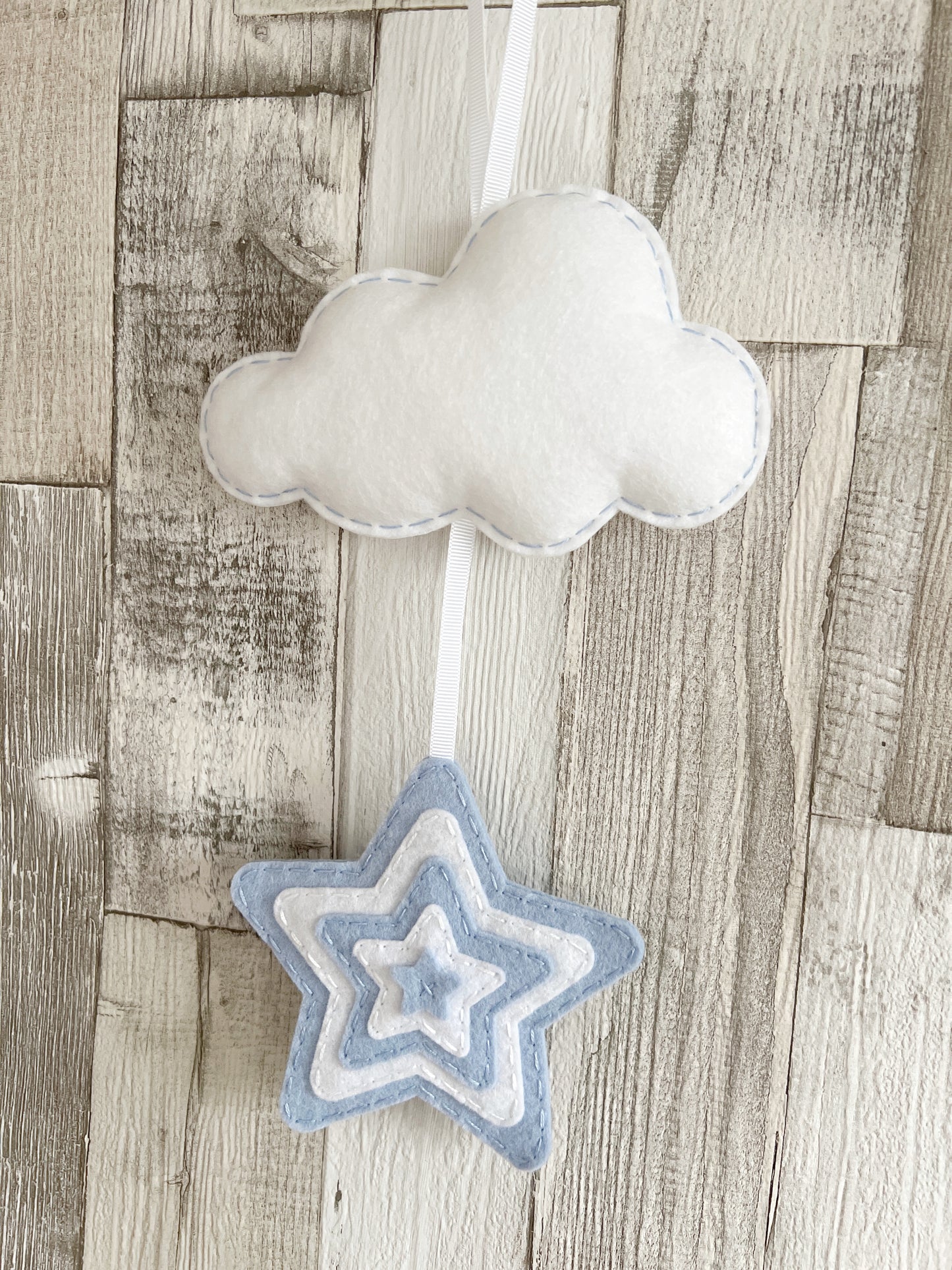 Layered Star & Cloud Wall Hanger - Baby Blue & White