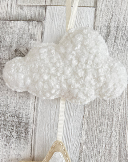 Layered Star & Cloud Wall Hanger - Ivory Bouclé Beige & Cream