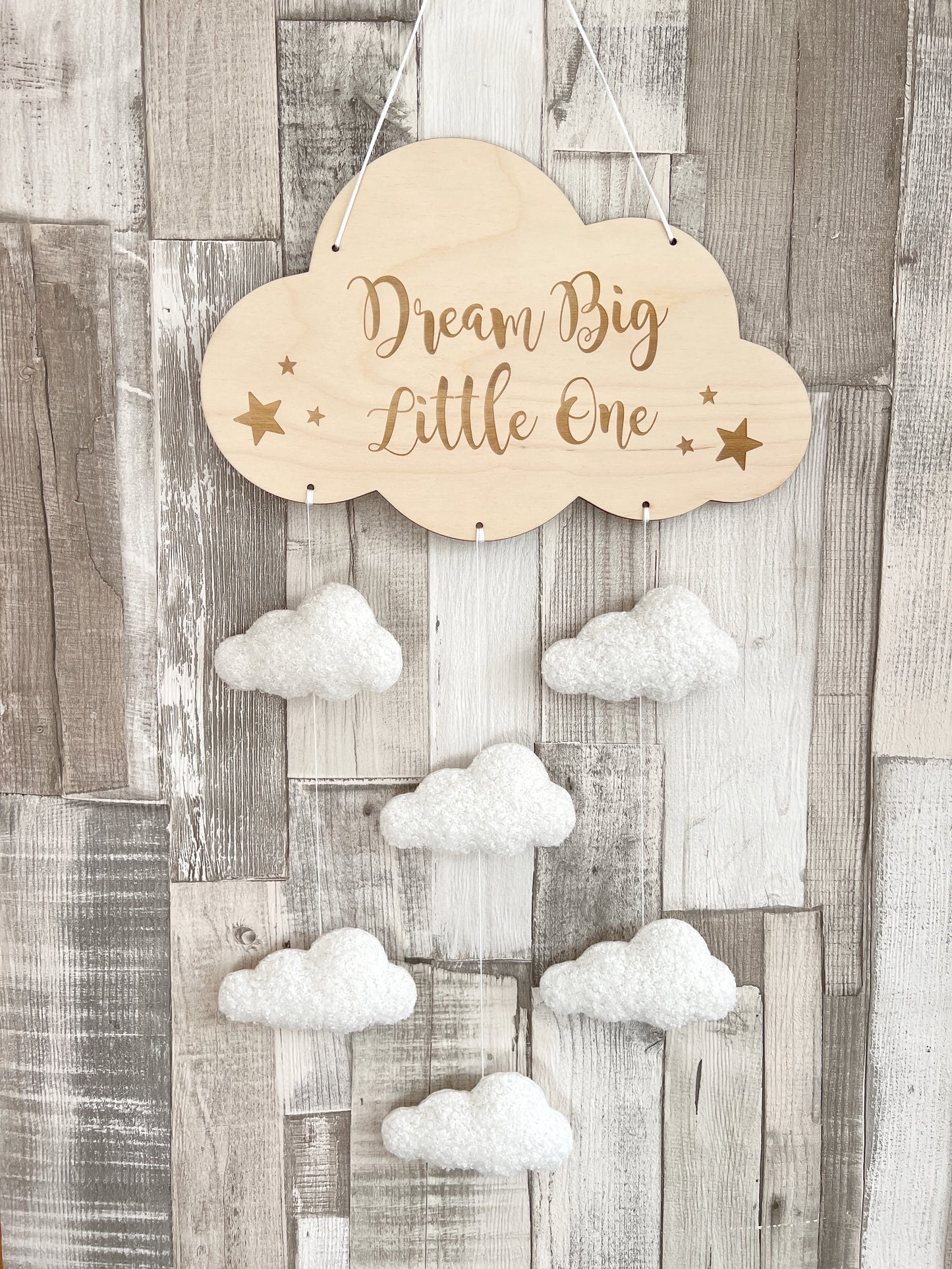 Dream Big Little One Cloud Wall Mobile - Bouclé Clouds