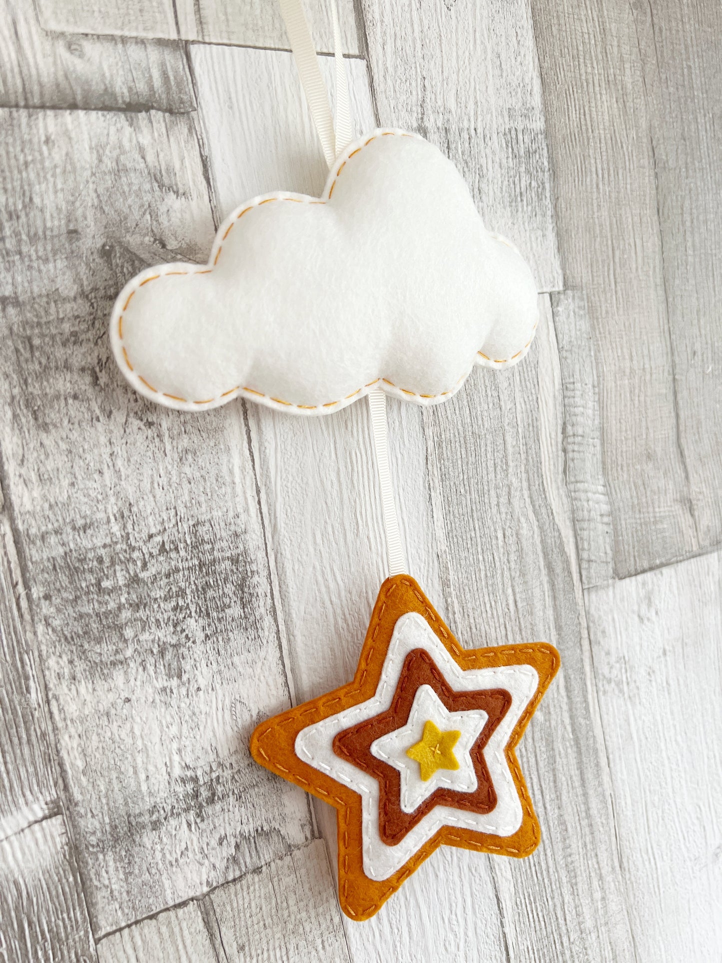 Layered Star & Cloud Wall Hanger - Rustic Tones - READY TO POST