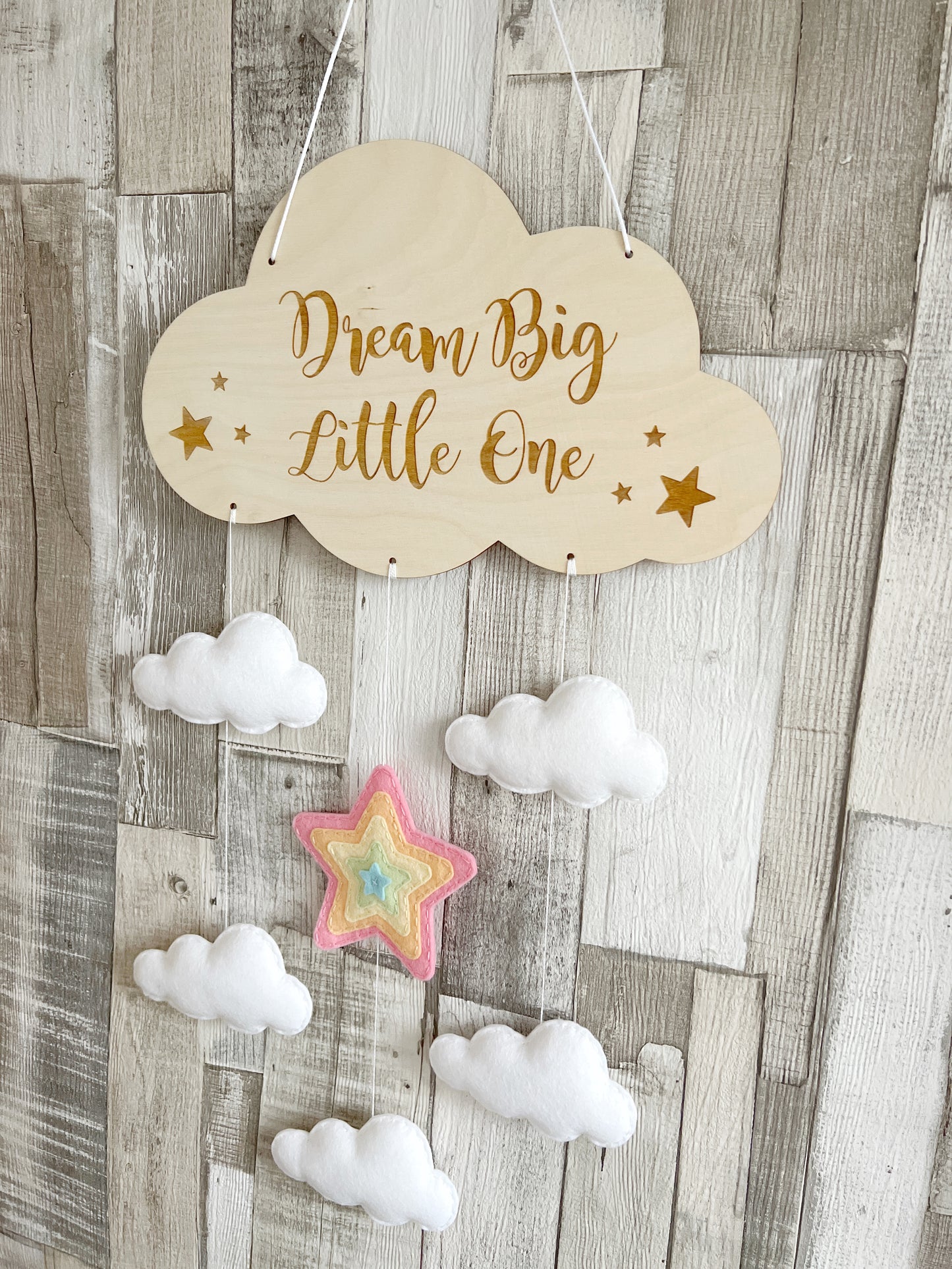 Dream Big Little One Cloud Wall Mobile - Layered Star & Clouds