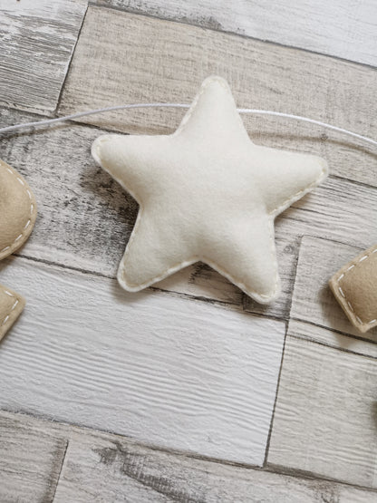 Elephants, Clouds & Star Bunting - Beige & Cream