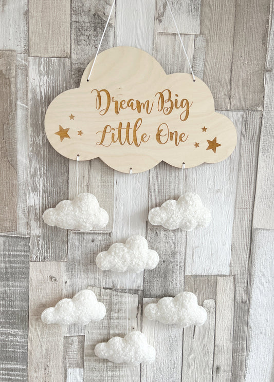 Dream Big Little One Cloud Wall Mobile - Bouclé Clouds