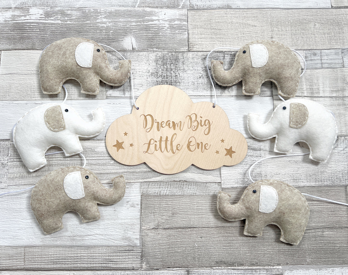 Dream Big Little One Elephants Bunting - Oatmeal & Cream