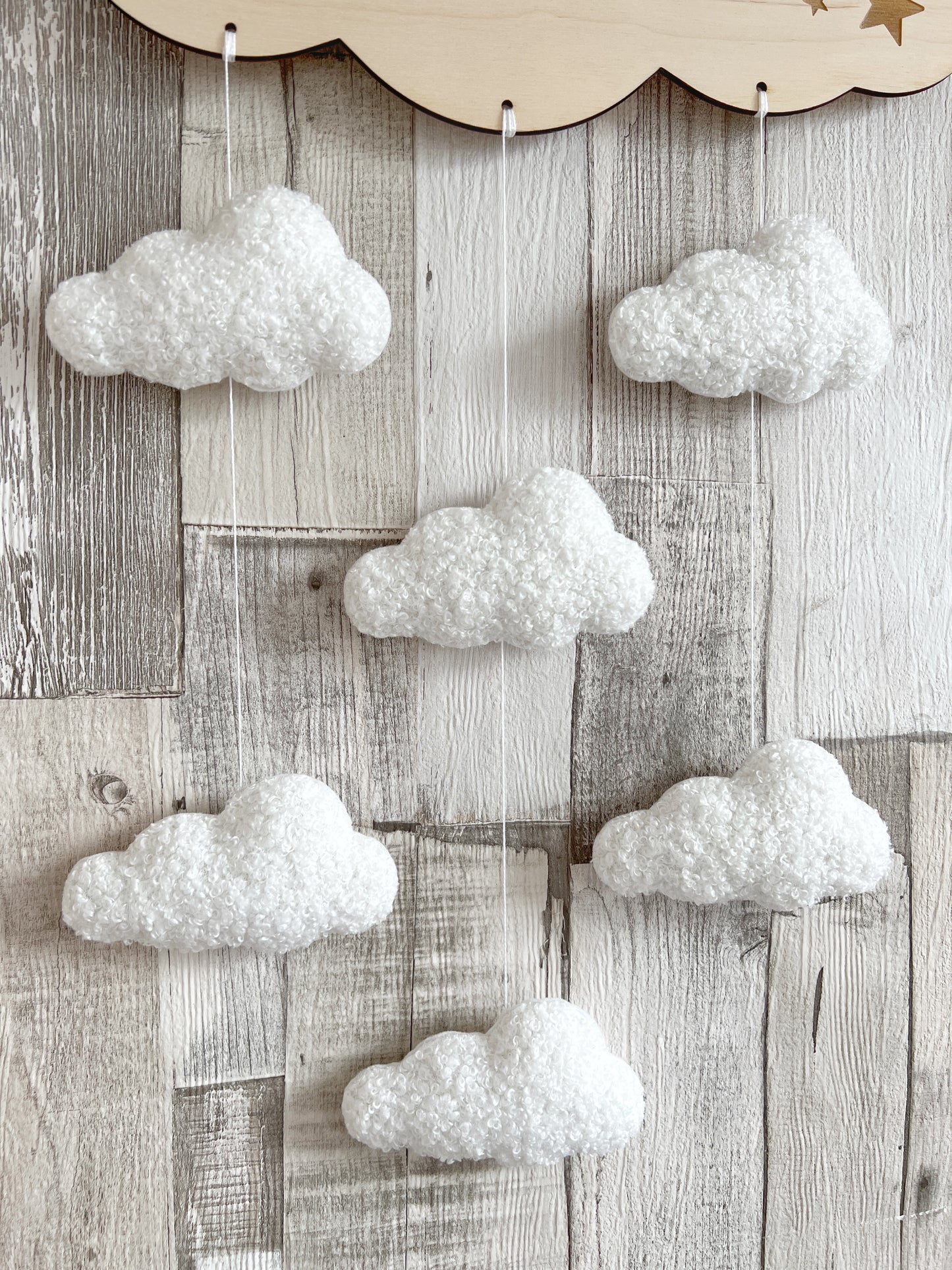 Dream Big Little One Cloud Wall Mobile - Bouclé Clouds