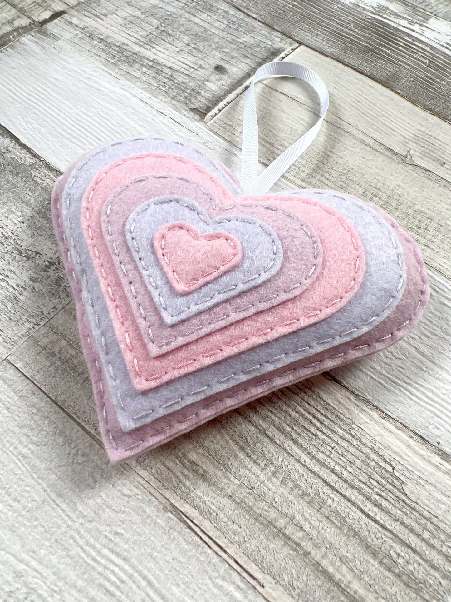 Lilac & Pink Layered Hanging Heart Decoration