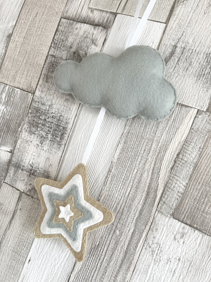 Layered Star & Cloud Wall Hanger - Beige, Cream & Grey